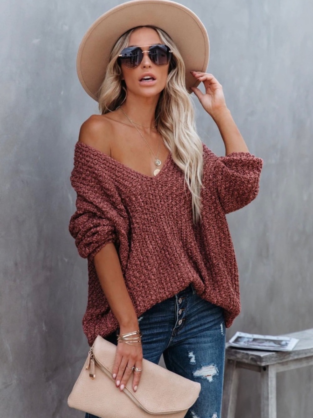 Vici Cedar Popcorn Knit Sweater
